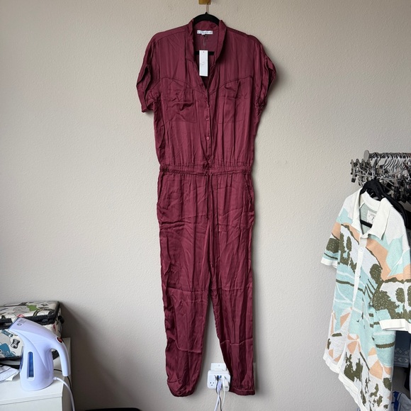 Young Fabulous & Broke Maroon Satin Jumpsuit Size L - Picture 2 of 6